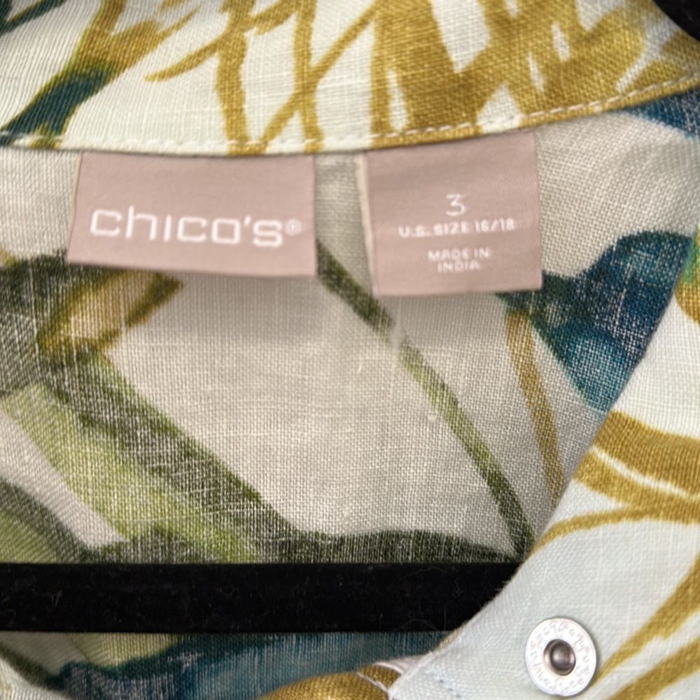⭐️Chico's Zip-Front Tropical-Print Linen Jacket - Picture 2 of 5